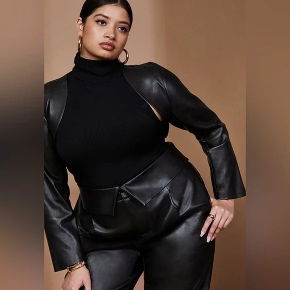 NWT ELOQUII Faux Leather Bolero/Sleeves/Shrug - Black Size 18 - Picture 1 of 7